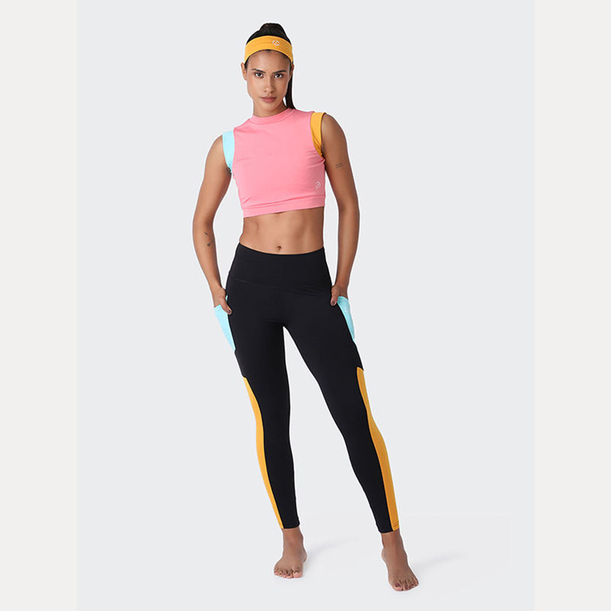 Buy Kica Set: High Neck Crop Top & High Waisted Leggings in SKN fabric  Online