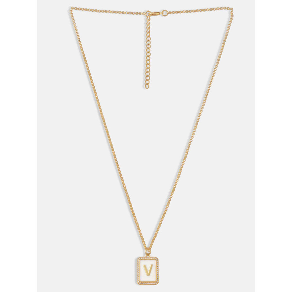 RCV10969-18 14K Gold Block Letter Initial V Necklace | Royal Chain Group