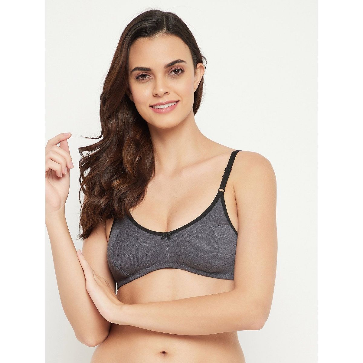 Buy CLOVIA Non-Padded Non-Wired Full Cup Bra in Dark Grey - Cotton