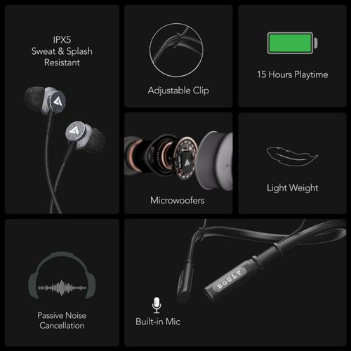 Wireless Headphones Boult Audio Probass Curve Neckband With