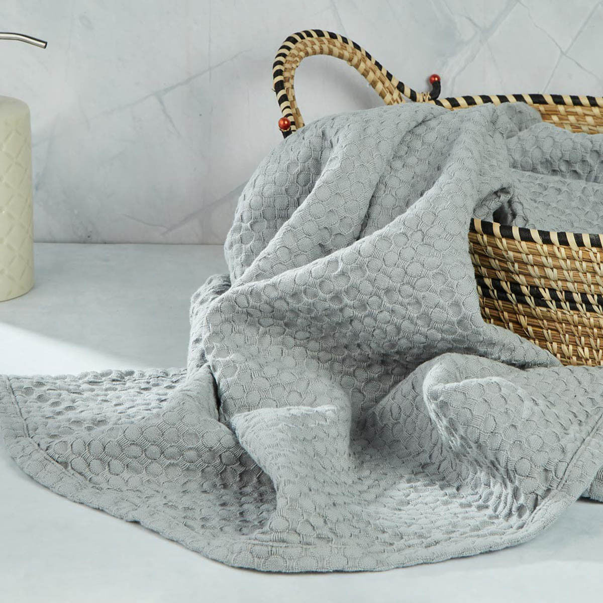 Buy Fabindia Grey Hamam Woven Cotton Hand Towel Online