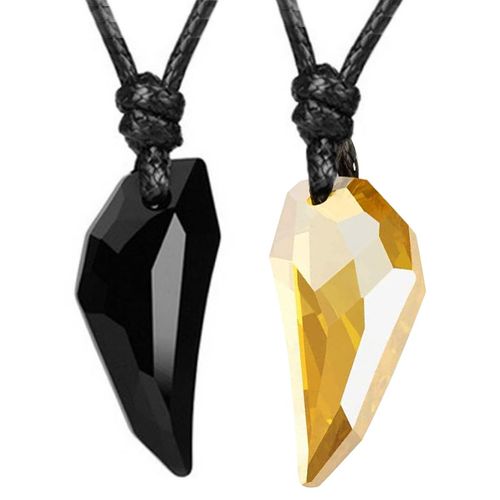 Buy Peora Black and Gold Crystal Couple Pendant Necklace Stylish