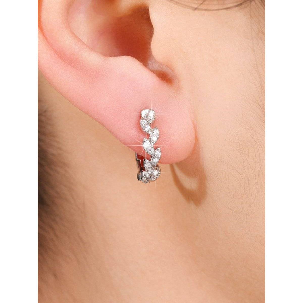 Peora Silver Plated Cubic Zirconia Studded Floral Hoop Earrings Trending Jewellery