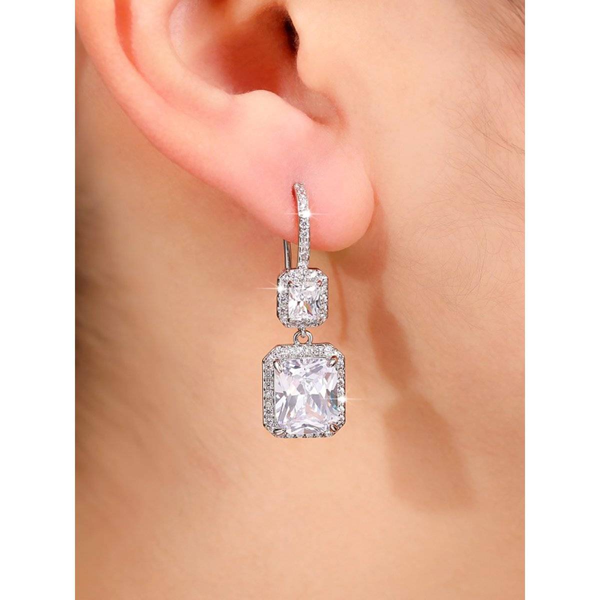Peora Silver Plated Cubic Zirconia Studded Earrings Trending Women