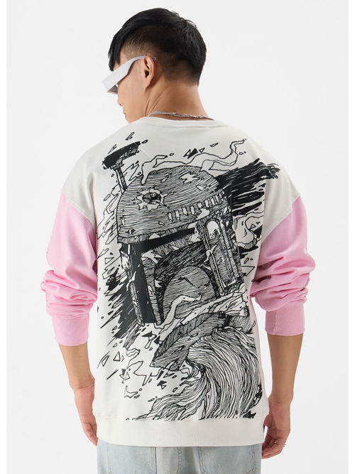 The Souled Store Star Wars Boba Fett Men Oversized Sweatshirts White  Pink - Main Image
