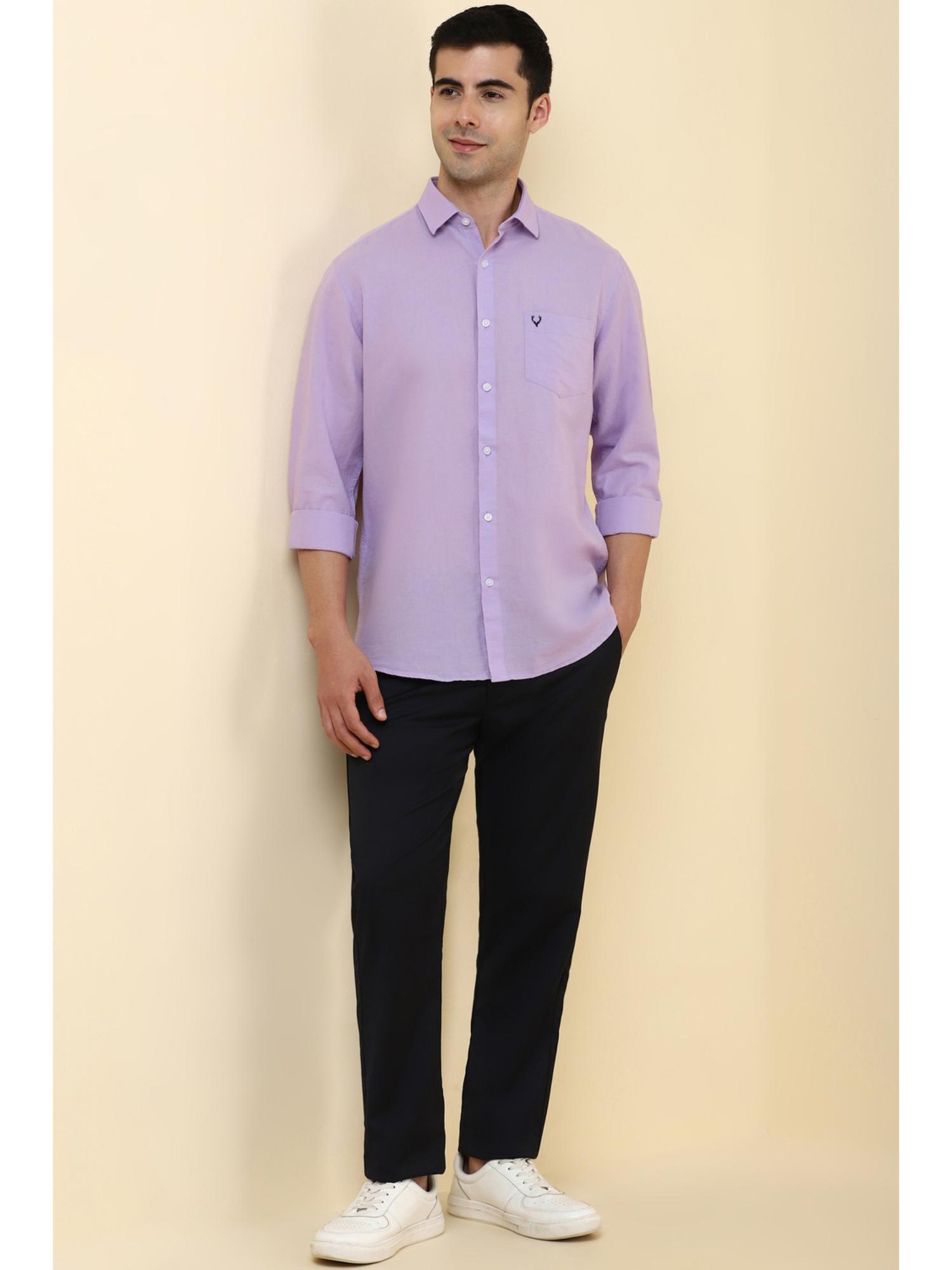Buy Allen Solly Men Linen Blend Textured Collar Neck Slim Fit