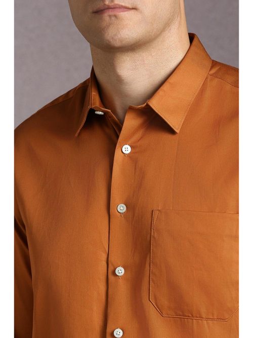 Buy Louis Philippe Men Cotton Solid Collar Neck Slim Fit Orange Shirt Online