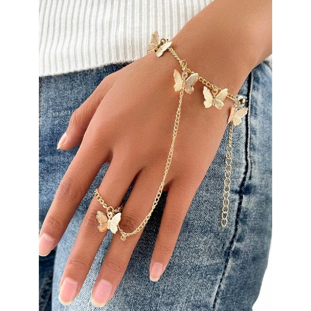 Ad Finger Ring hand chain bracelet for Girls  UpdateLife