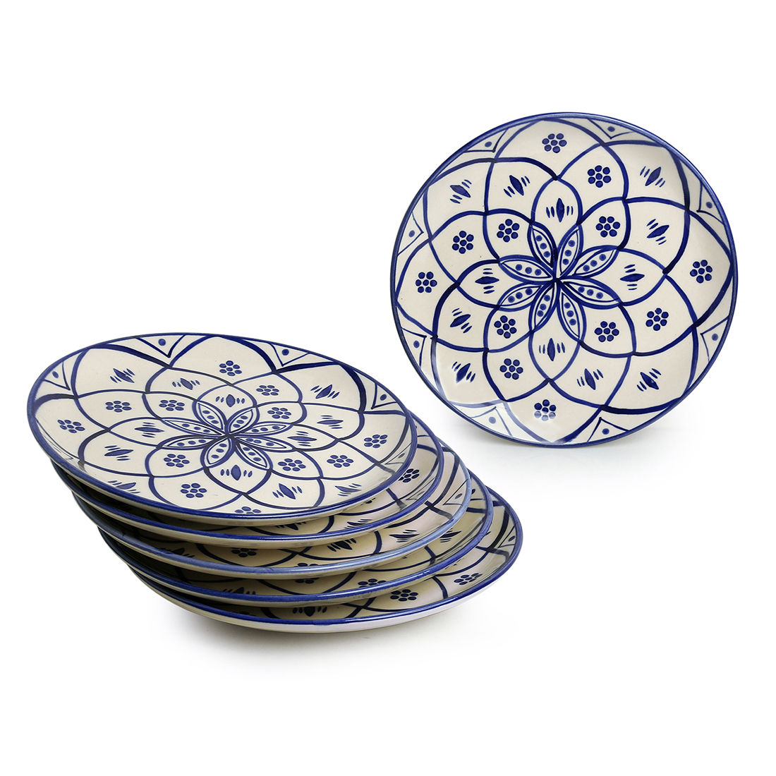 ExclusiveLane HandPainted Studio Pottery Dinner Plates In Ceramic (Set