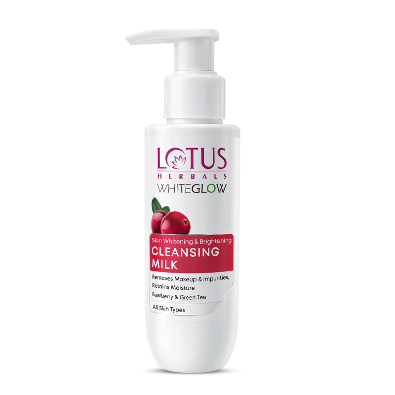 Lotus Herbals Whiteglow Skin Whitening & Brightening Cleansing Milk, Makeup Remover, All Skin Types