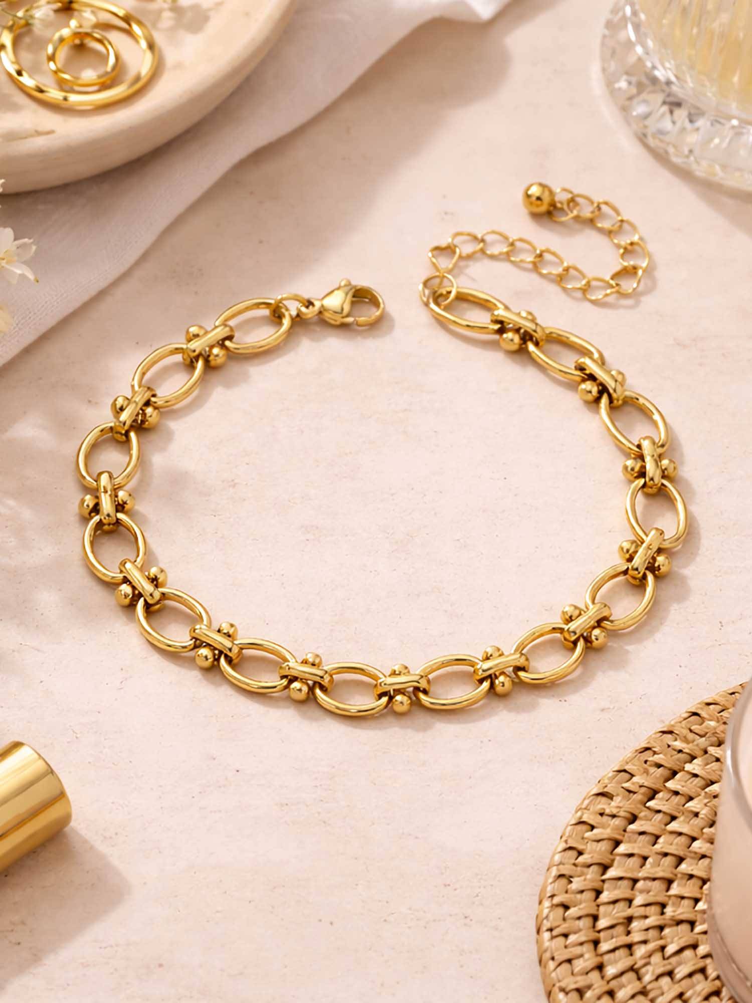 VIEN Gold Stainless Steel Gold Plated Statement Bracelet