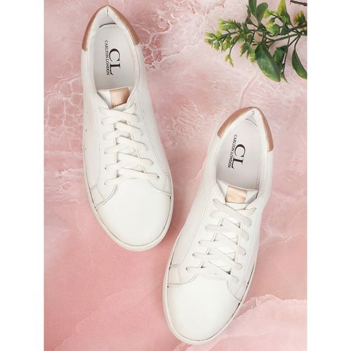 Carlton London PU Leather Solid White Sneakers (EURO 36)