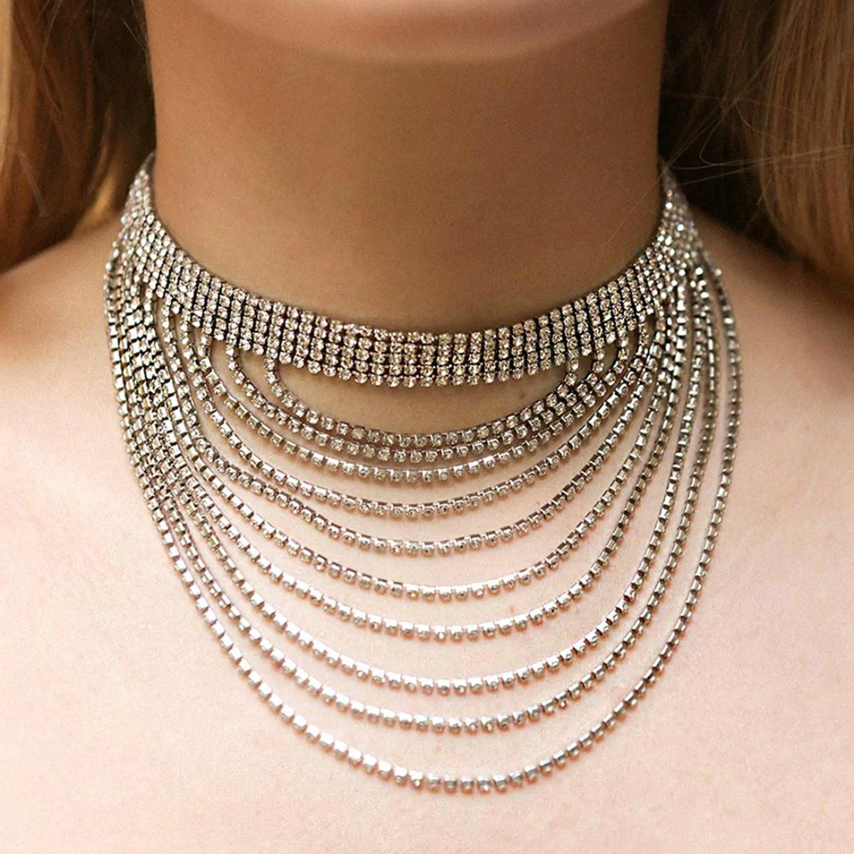 Sparkling Silver Clavicle Chain Choker Necklace For Women Fine Jewelry For  Weddings, Parties, And Birthdays From Andyandalanshop, $4.31 | DHgate.Com