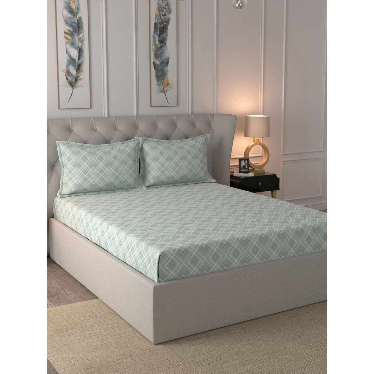 Buy Maspar Hermosa 210tc Giardino Connor Cotton Blue Single Bed Sheet 