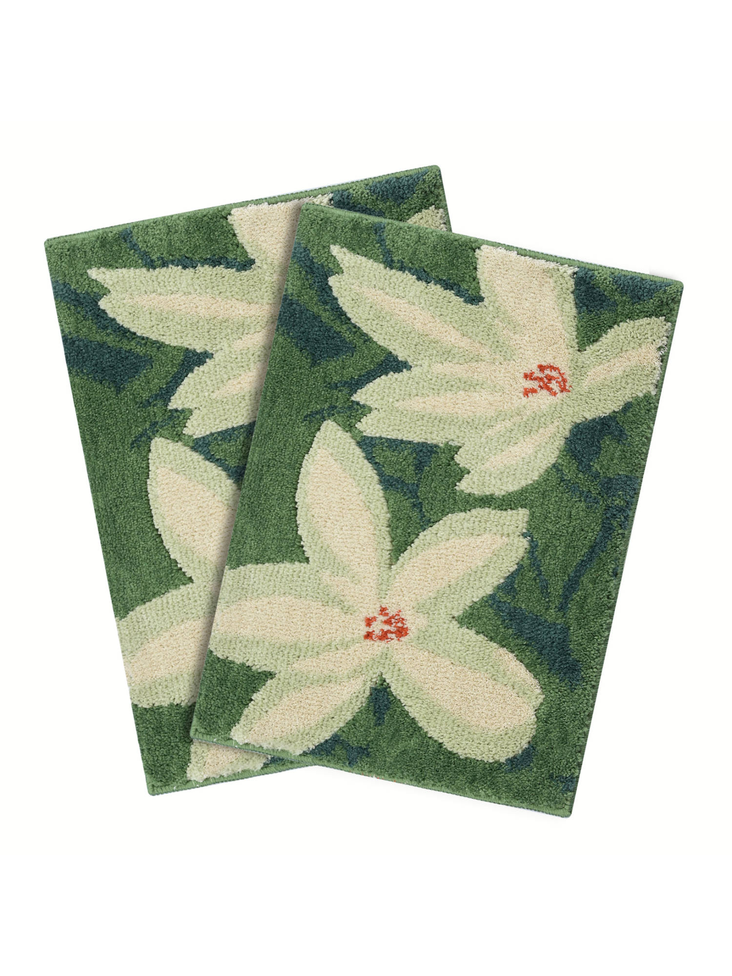 Saral Home Jasmine Microfiber Antiskid Green Bath Mats (Pack of 2) (S)
