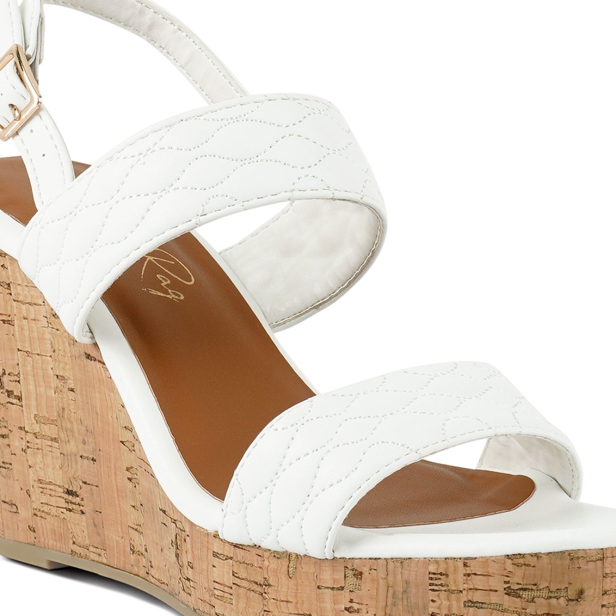 White wedges with online bow