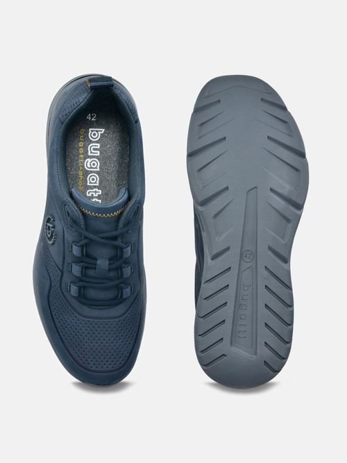 Blue Denim Lace Up Fashion Trainer By Bugatti At Walk In Style