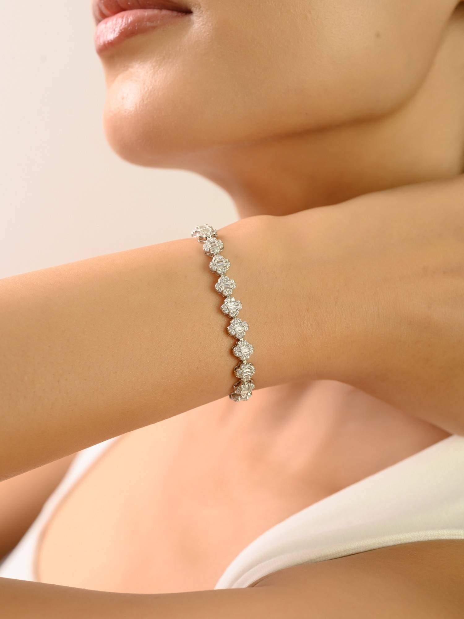 METALM 925 Silver Tennis Bracelet - White Gold Finish Statement Jewellery Gift