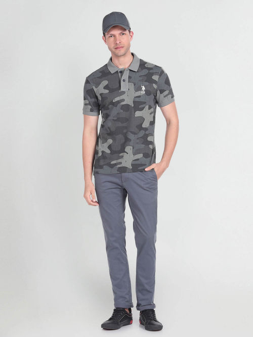 Polo Denim Camouflage Print Cotton Polo T-Shirt