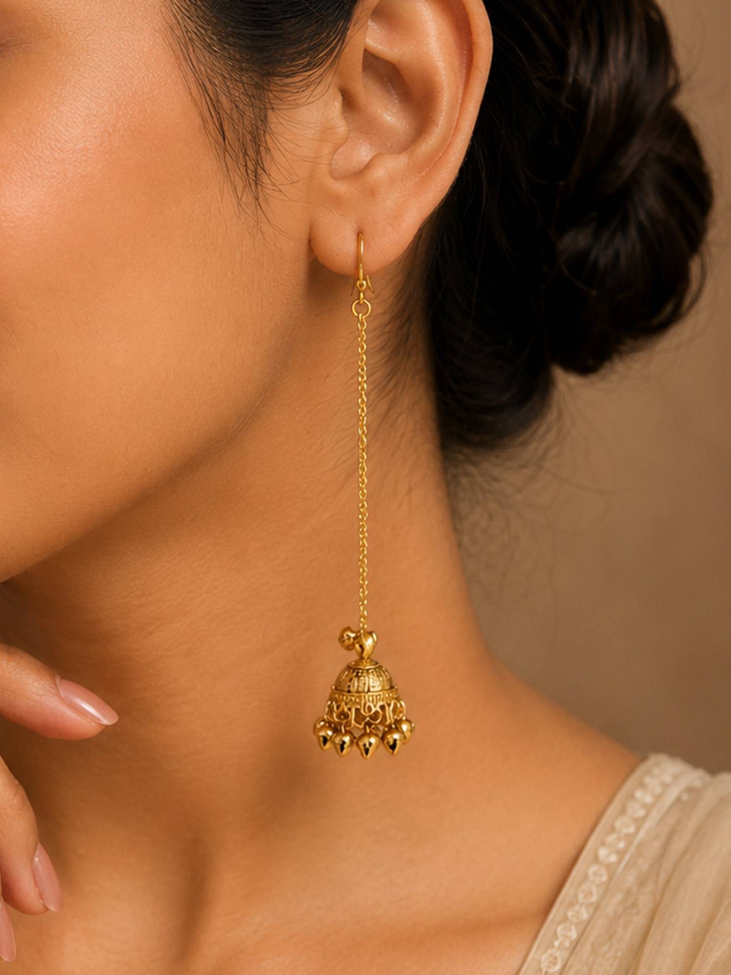 Fida Gold Ghungroo Embellishment Women Ethnic Jhumka Earrings