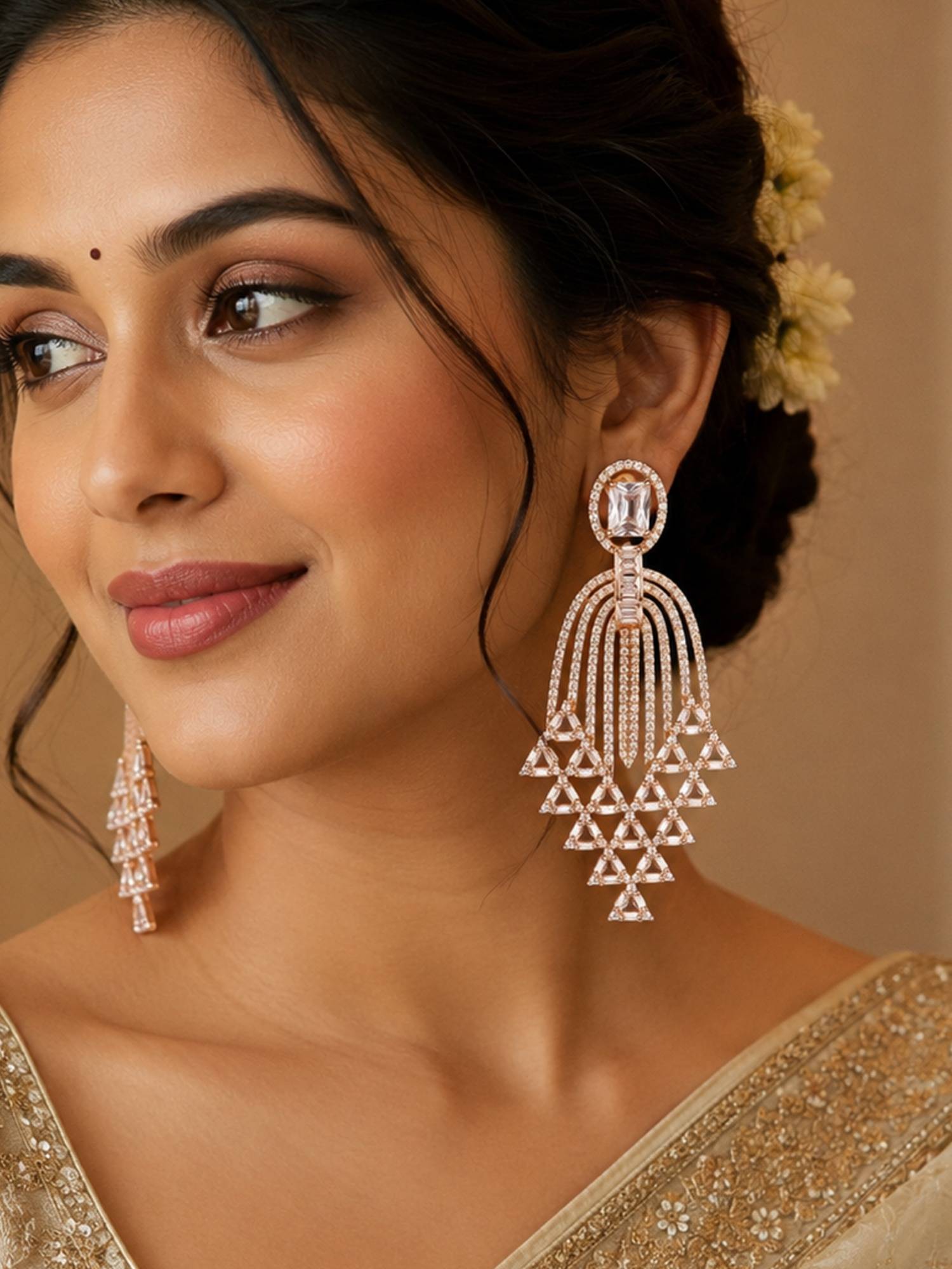 Fida Gold AD Stone Embellishment Women Ethnic Earrings