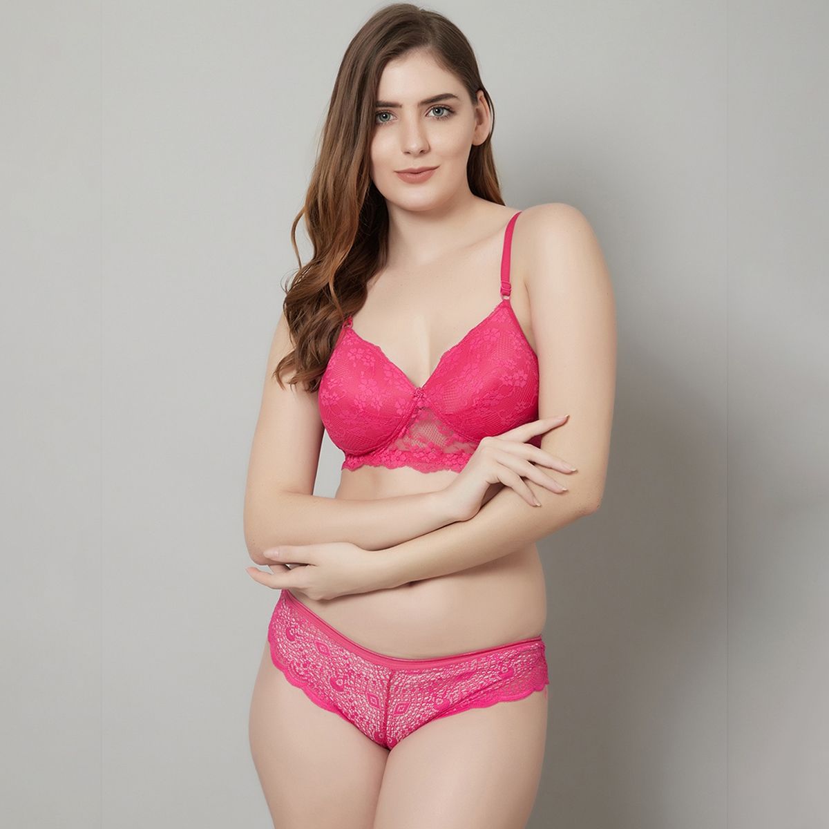 Buy PrettyCat Seethrough Bra Panty Lingerie Set Pink online
