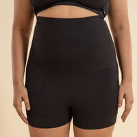 Solid Full Coverage High Rise Thigh Shaper - Black