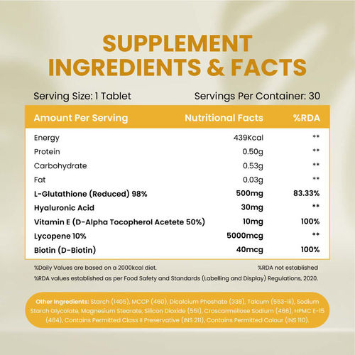 glutathione reduced tablets L-Glutathione (Reduced), 500 mg, 50 Quick Release Capsules