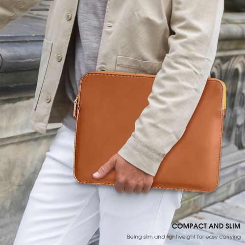 GRIPP LUXURY Premium Leather Laptop Sleeve 14 inch Tan