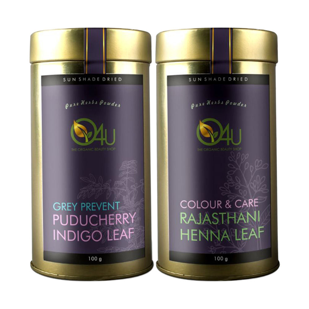 O4U Pure & Organic Rajasthani Henna Leaf Powder + Organic Puducherry