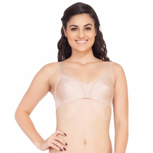 Buy SOIE Women's Non-Padded Non-Wired Three Sectioned Lace Full Coverage Bra  - Nude (42B) Online