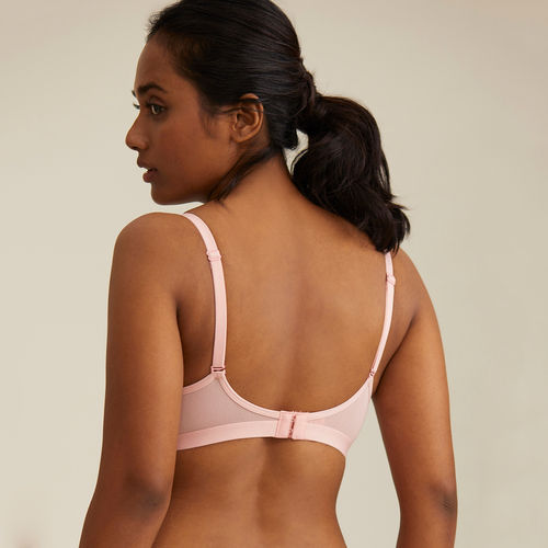 Nykd by Nykaa Breathe Cotton Padded Wired Push Up level-2 Bra Demi Coverage  - Pink NYB005 (30A)