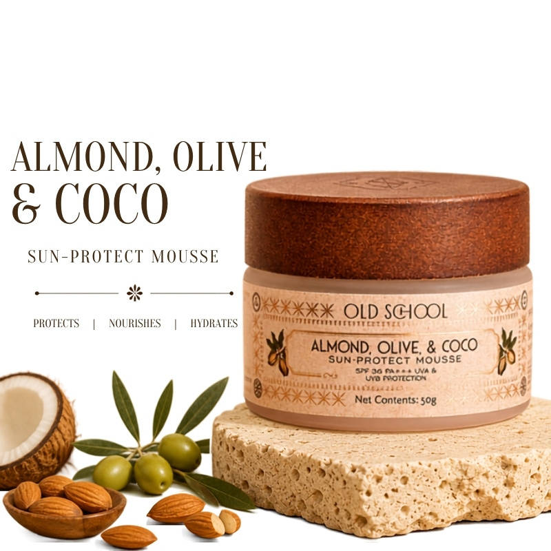 Old School SPF 36 PA+++ Sunscreen with Almond, Olive & Coconut Hydrating for Sun Protection Tanning