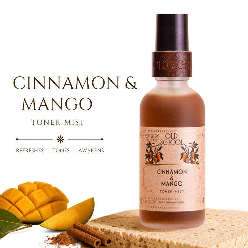 Old School Cinnamon & Mango Face Toner Mist for Acne Prone Skin Hydration Tightening Oily, Dry Skin