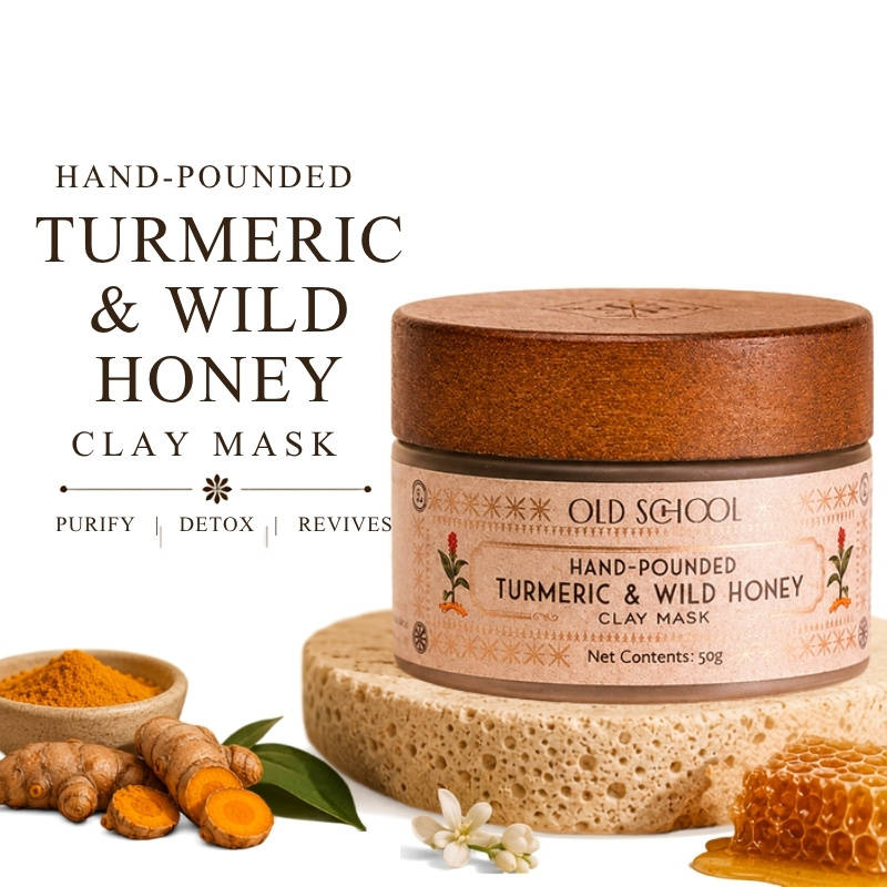 Old School Turmeric & Wild Honey Clay Face Mask for Glowing Skin Acne-Prone Skin, Pore Refining