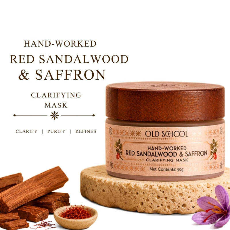 Old School Red Sandalwood & Saffron Face Mask for Glowing & Brightening Skin Reduce Acne Prone Skin
