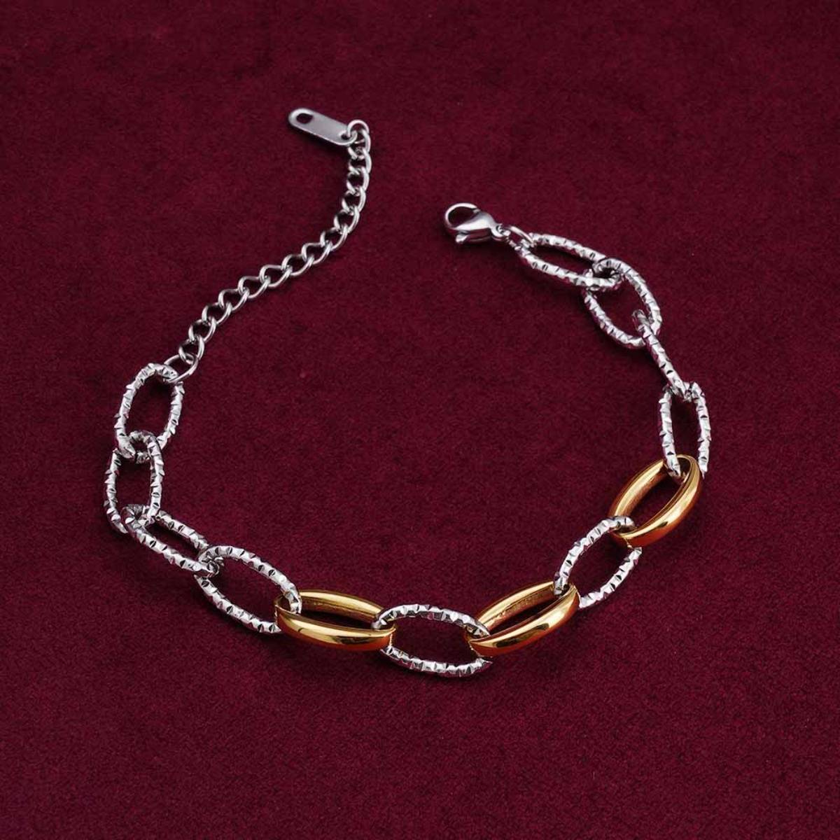 Palmonas Unique Oval Link Dual Tone Bracelet for Womens