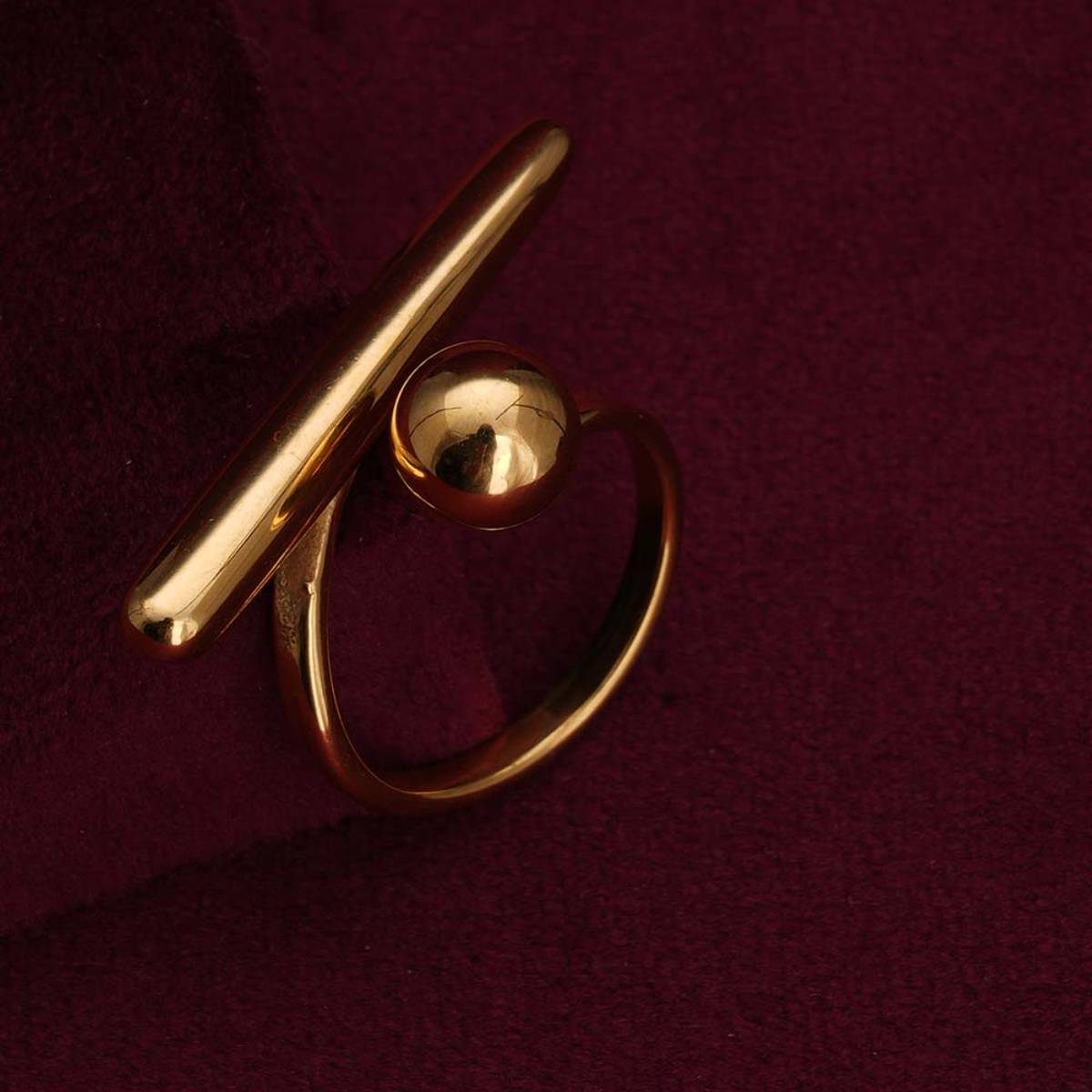 Palmonas Golden Bar and Ball Adjustable Gold Ring for Womens (6)