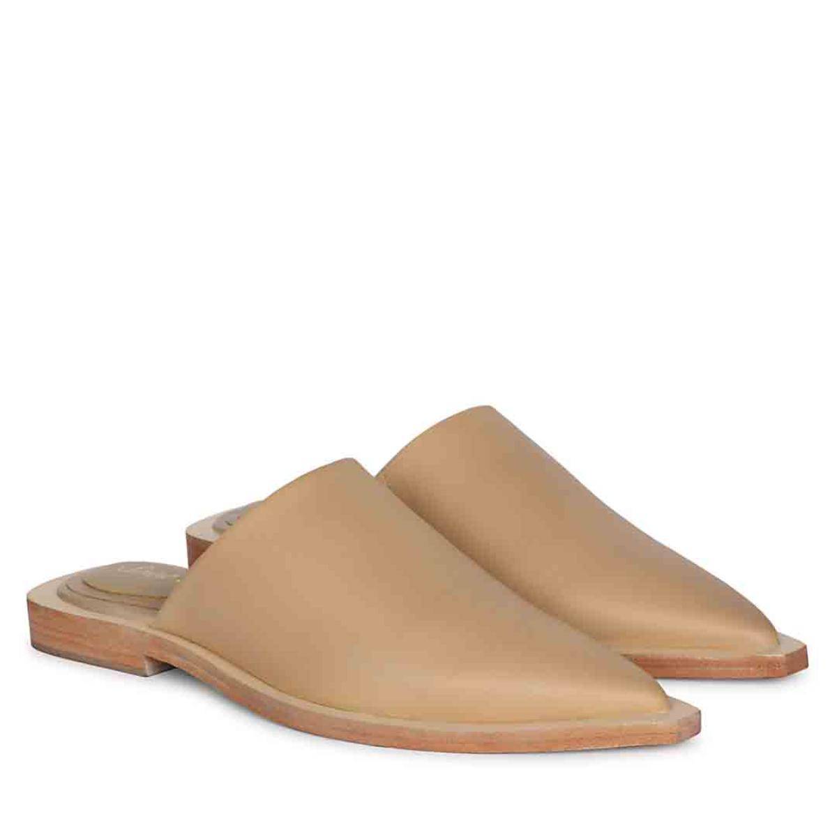 Buy Saint G Jules Beige Leather Flat Mules Online