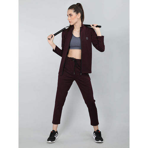 Buy Chkokko Women Sports Zipper Running Winter Track Suit-Wine