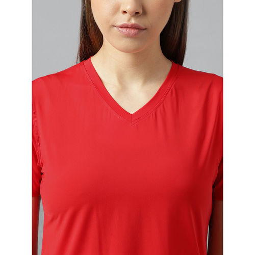 Buy Fitkin Womens Red Short Sleeves T-shirt With Back Design Online