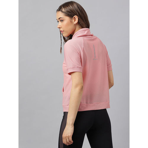 Fitkin Women Pink Self Design Sweat Top (S)