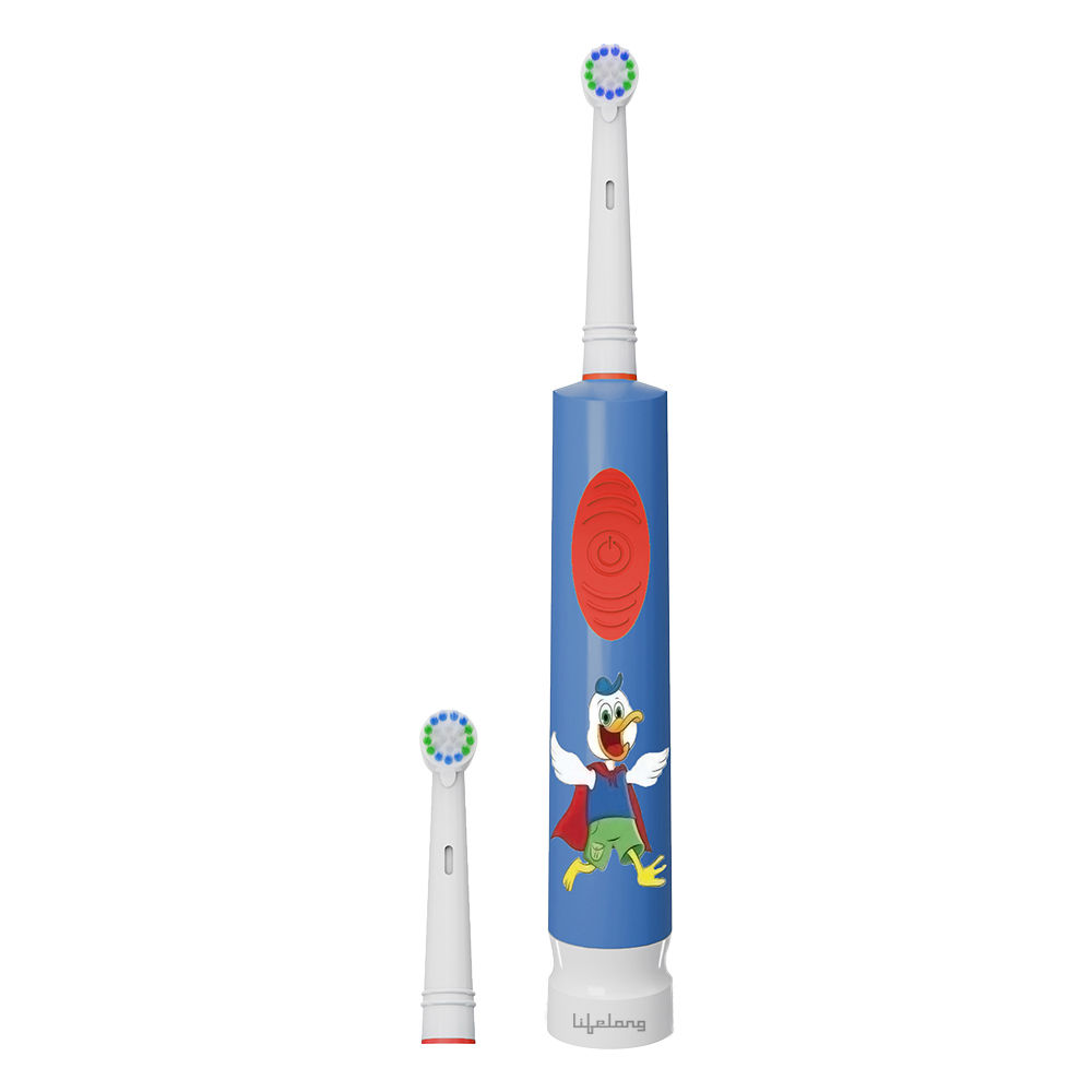 Lifelong LLDC90 Battery Toothbrush for Kids with 1 Handle, 2 Brush Heads, Stickers & 2xAAA