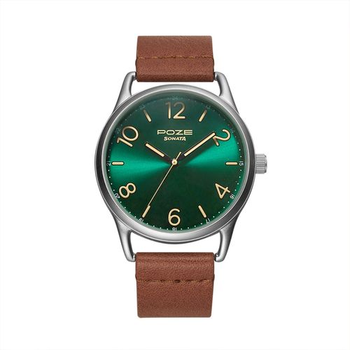 Buy Sonata Poze Quartz Analog Green Dial Pu Leather Strap Watch