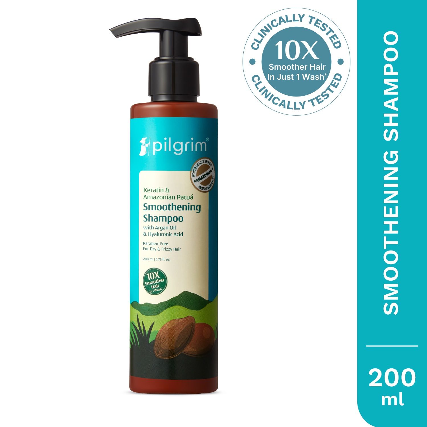Pilgrim Patua & 10X Keratin Smoothening Shampoo For Dry & Frizzy Hair