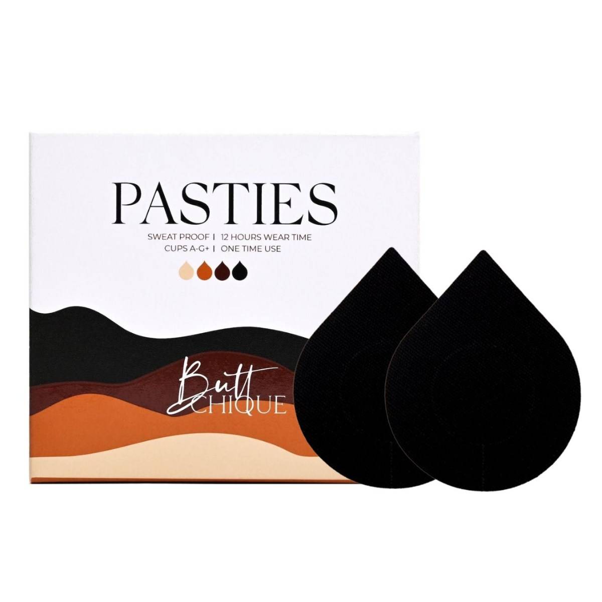 ButtChique Black Pasties Pack of 4 Pairs Stick On Pasties for Complete Coverage