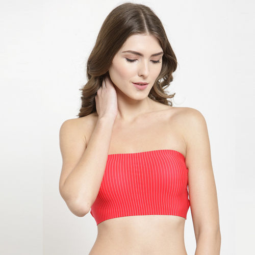 PrettyCat Padded Bandeau Bra Striped Back String Style - Red (30B) (Red) At Nykaa, Best Beauty Products Online