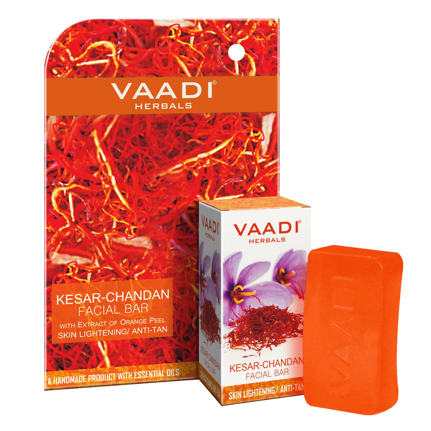 Vaadi Herbals Kesar Chandan Facial Bar With Orange Peel Skin Lightening / Anti Tan