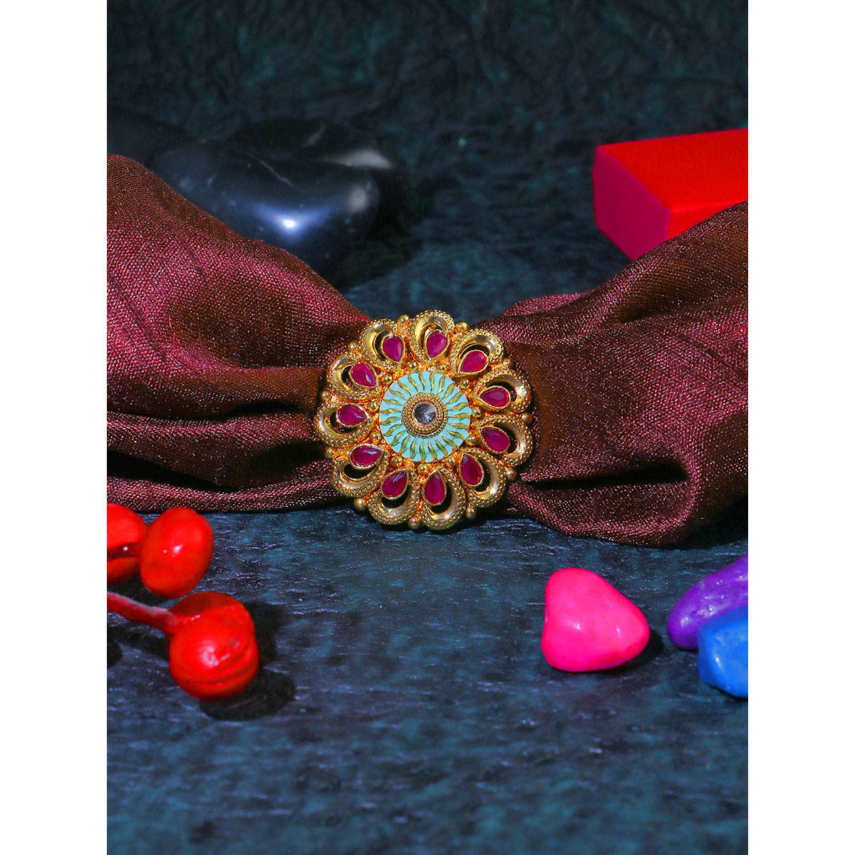 Adwitiya Women 24Ct Gold-Plated Stone-Studded Handcrafted Finger Ring