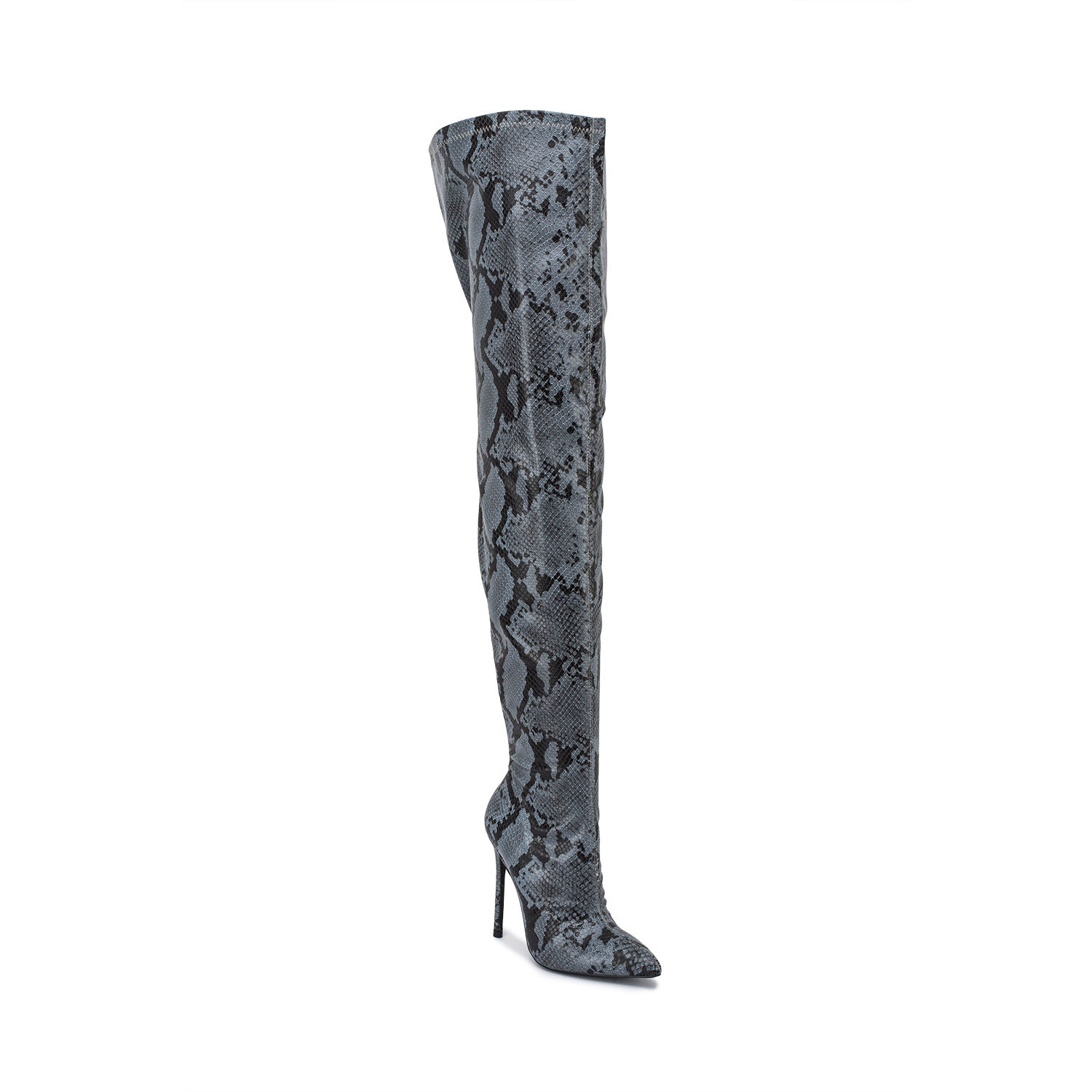 Grey snakeskin cheap thigh high boots